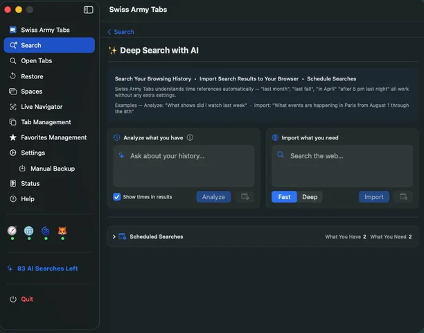 Deep Search with AI screen